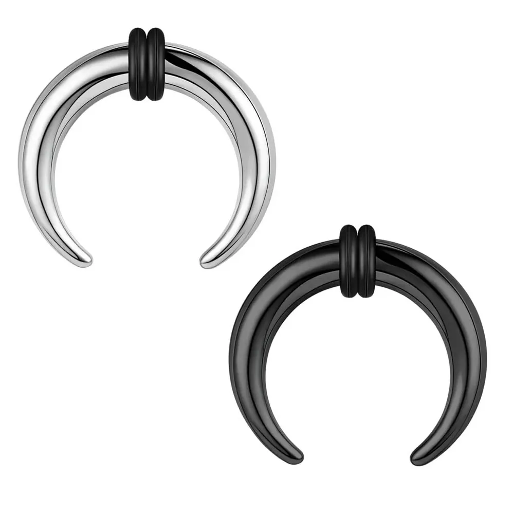 2Pcs Pincher Tapers Septum Rings, 2G 4G 6G 8G 10G 14G 16G  Horseshoe Expander Piercing for Pierced Nose Ear Gauge for Women Men
