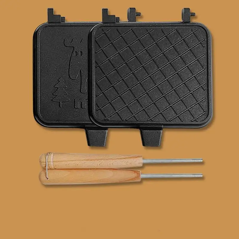Portable Detachable Sandwich Maker Double Sided Camping Sandwich Maker With Wooden Handle Indoor Grill For Outdoor camping