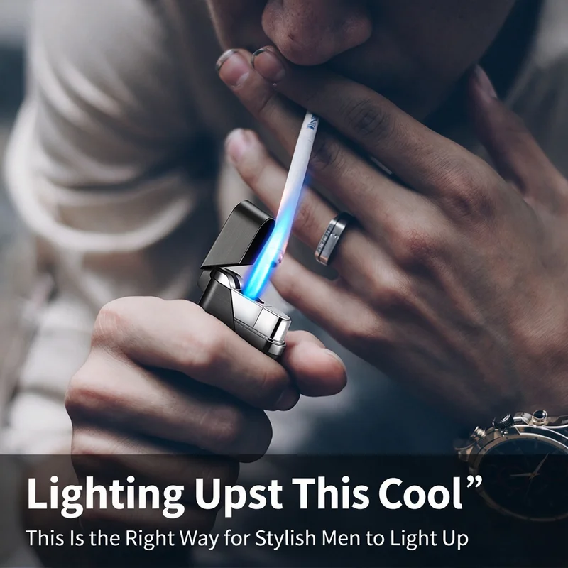 Retrovertical bar metal dual flame lighter,switchable between soft flame and windproof jet torch flame,refillable butane lighter