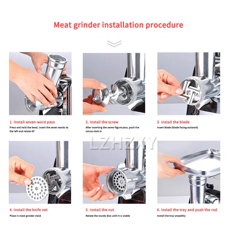 Electric Meat Grinder Stainless Steel Food Processor Cutting Kitchen Utensils Vegetable and Fruit Home Grinder 220V/300W