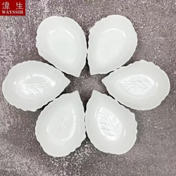 Leaf Shaped Ceramic Saucer for Kitchen, Multi-Purpose Seasoning Dish, Sushi Sauce Vinegar Tableware, Porcelain Snack White Bowl