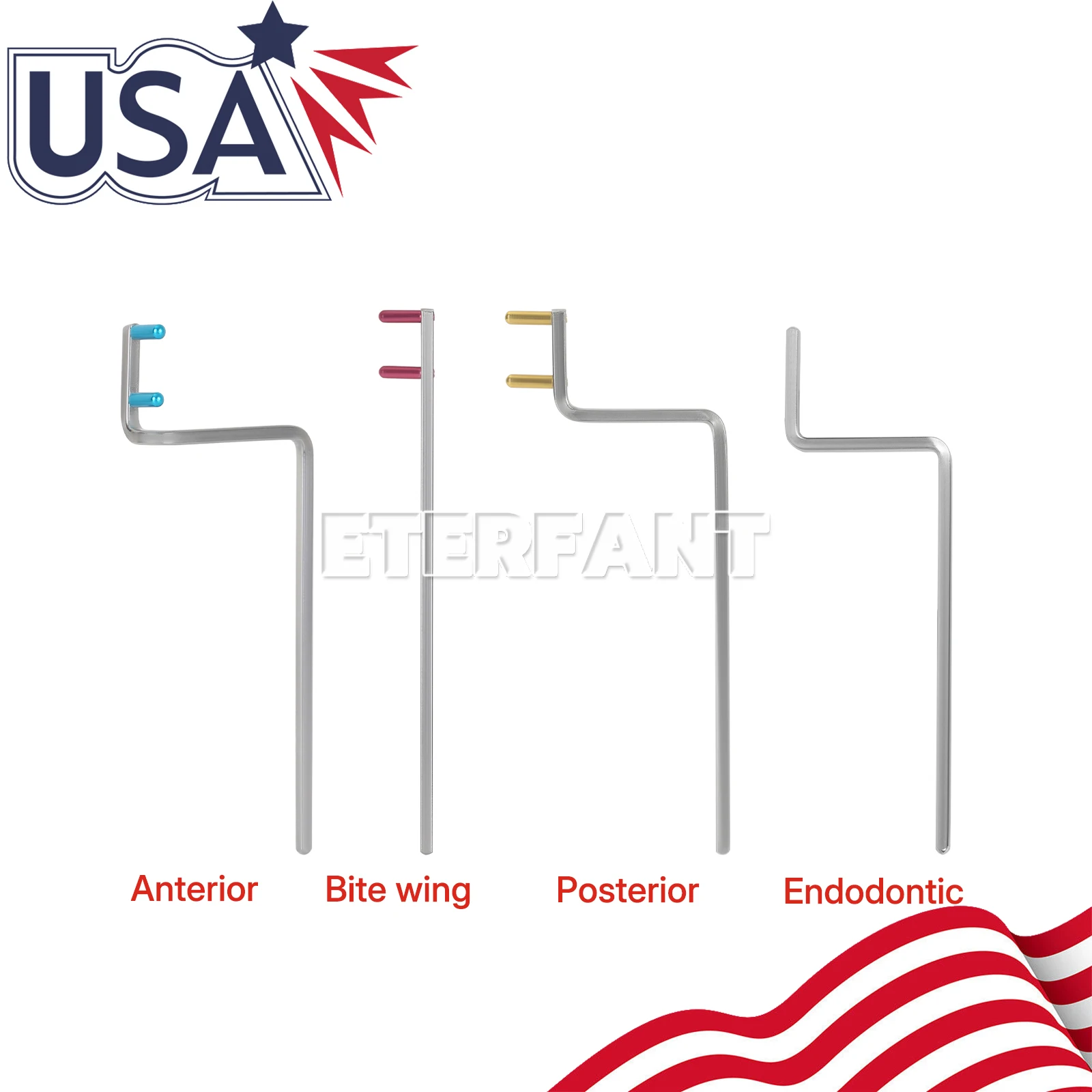 ETERFANT Kit de Brazos para Radiografía Dental de 5 Piezas, XCP-DS, Compatible con Radiografías Anteriores Azules/Bite Wing Rojas/Posterior Amarillas/Endodónticas Verdes, para Estados Unidos