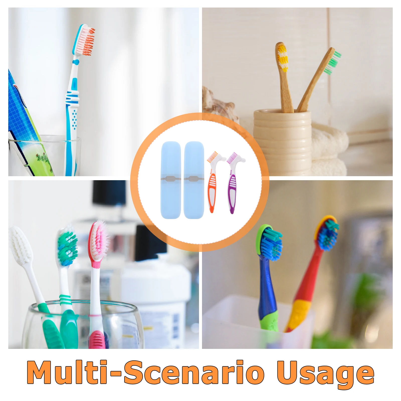 

2 set 2 Sets Portable Double-Sided Denture Multi-Functional Oral Care Cleaning Tool For Braces Household Travel Small Mini Brush