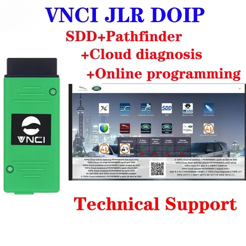 VNCI JLR DOIP Diagnostic Scanner for Jaguar Land Rover Supports SDD Pathfinder Topix Coding and Programming
