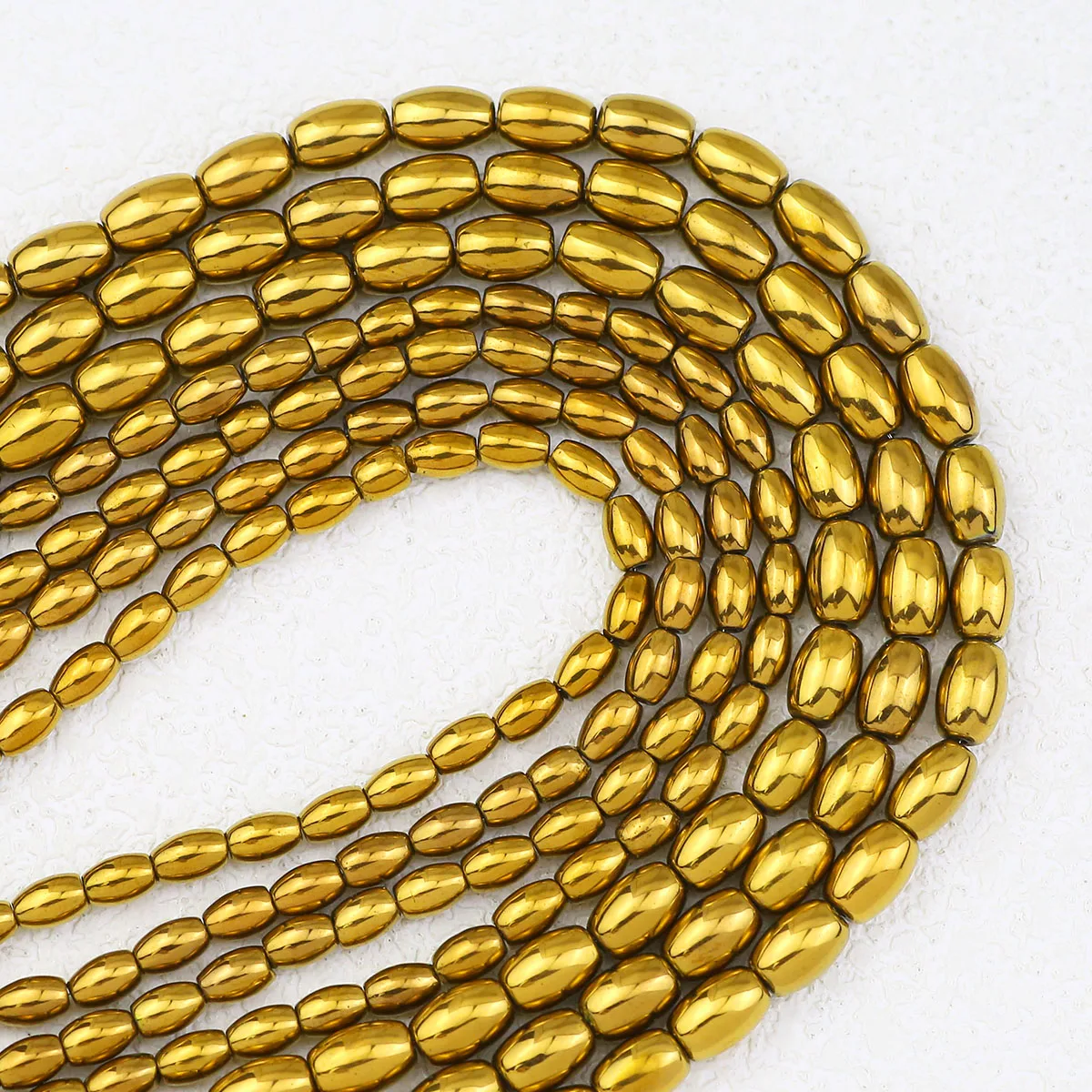 6/8MM Plating Golden Hematite Grains Shape Natural Stone Spacers Loose Beads For DIY Jewelry Making Charms Bracelet Accessories