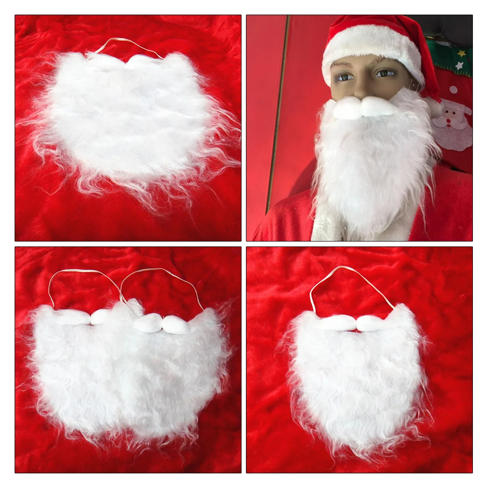 

12Pcs Santa Claus Fake Beard Polyester Facial Hair Props Party Christmas Festival Role Play Santa Mustaches Props Facial Hair