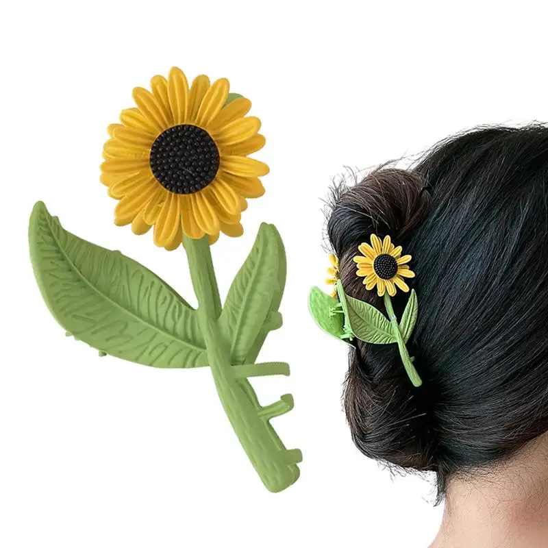 Sunflower Hair Clip Hair Clamp With Interlocking Teeth Non-slip Sunflower Hair Clip For Women Girls Strong Grip Hair Accessories