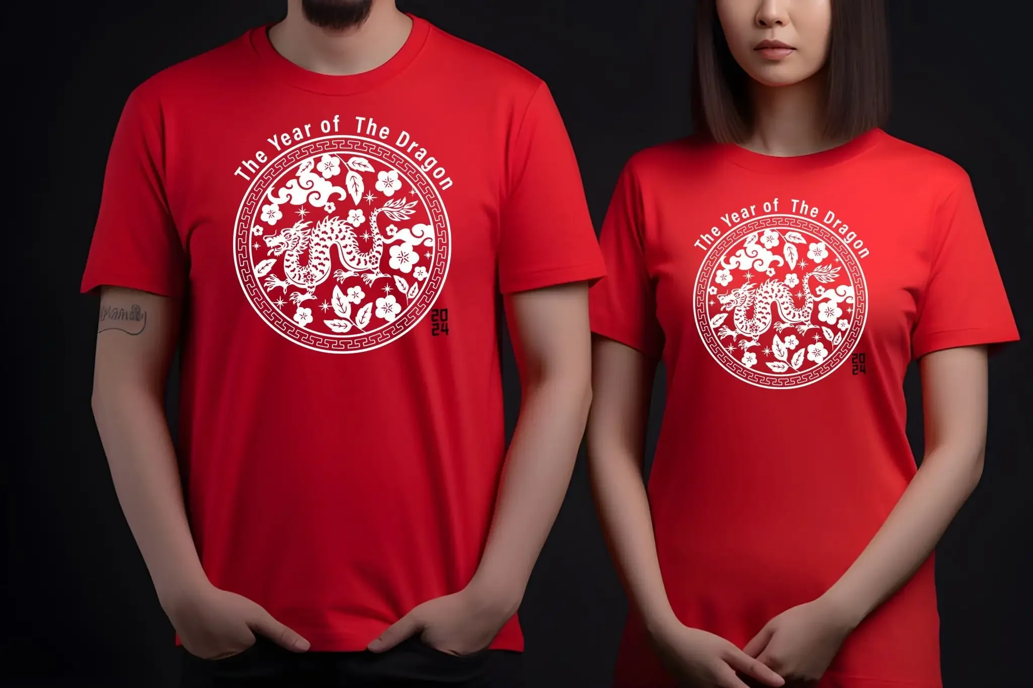 

Chinese New Year 2024 Lunar T Shirt Of The Dragon Zodiac Celebration Top Happy Floral