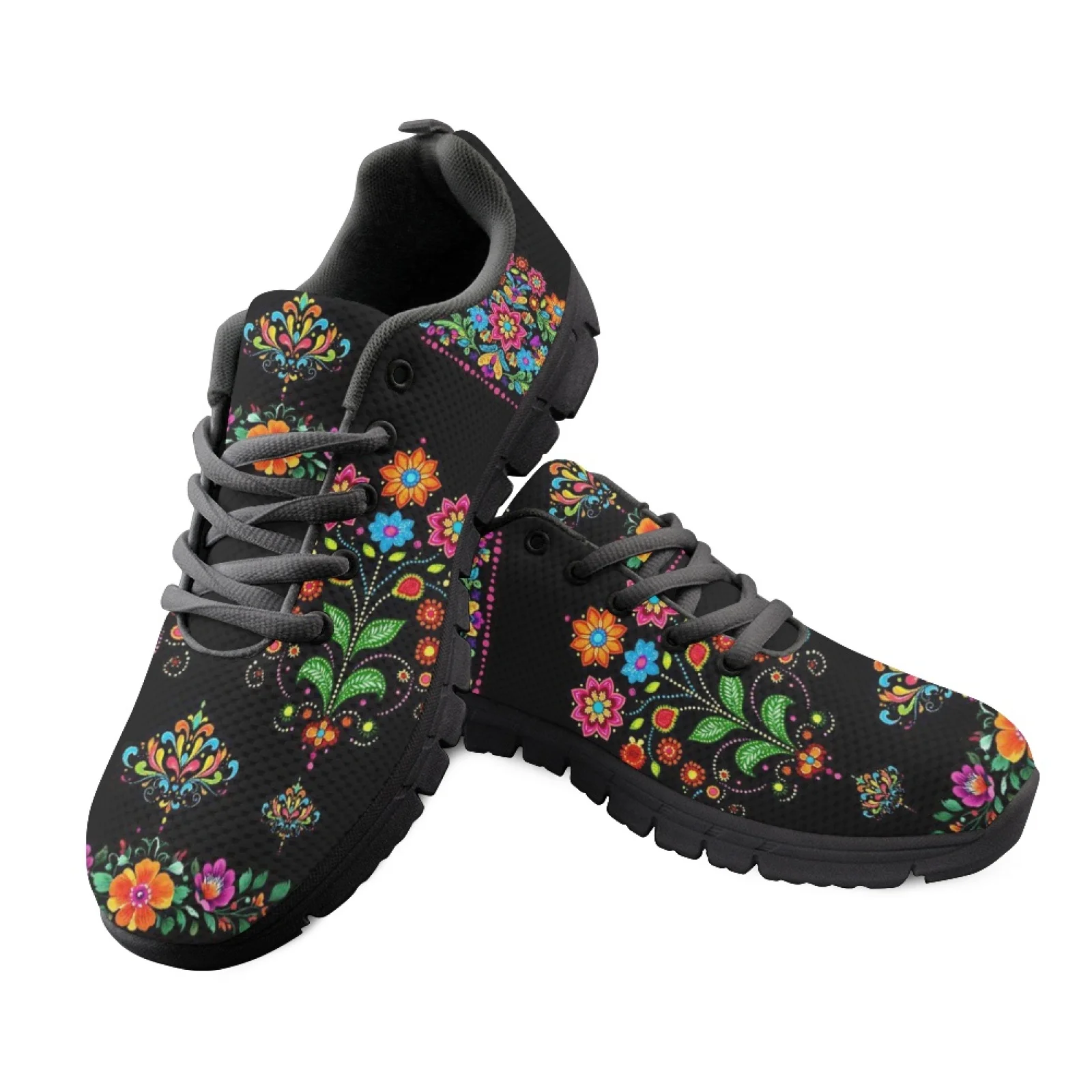 Coloranimal Colorful Floral Women Comfortable Work Shoes for Nurses Women Flat Mens Athletic Sneakers Footwear for Outdoor