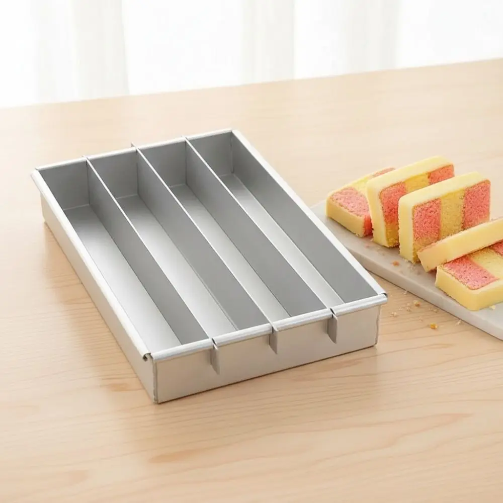 Non-Stick Battenberg Cake Pan Rectangular with Adjustable Divider Tiramisu Pan Aluminum Alloy Heat-resistant Baking Cake Mould