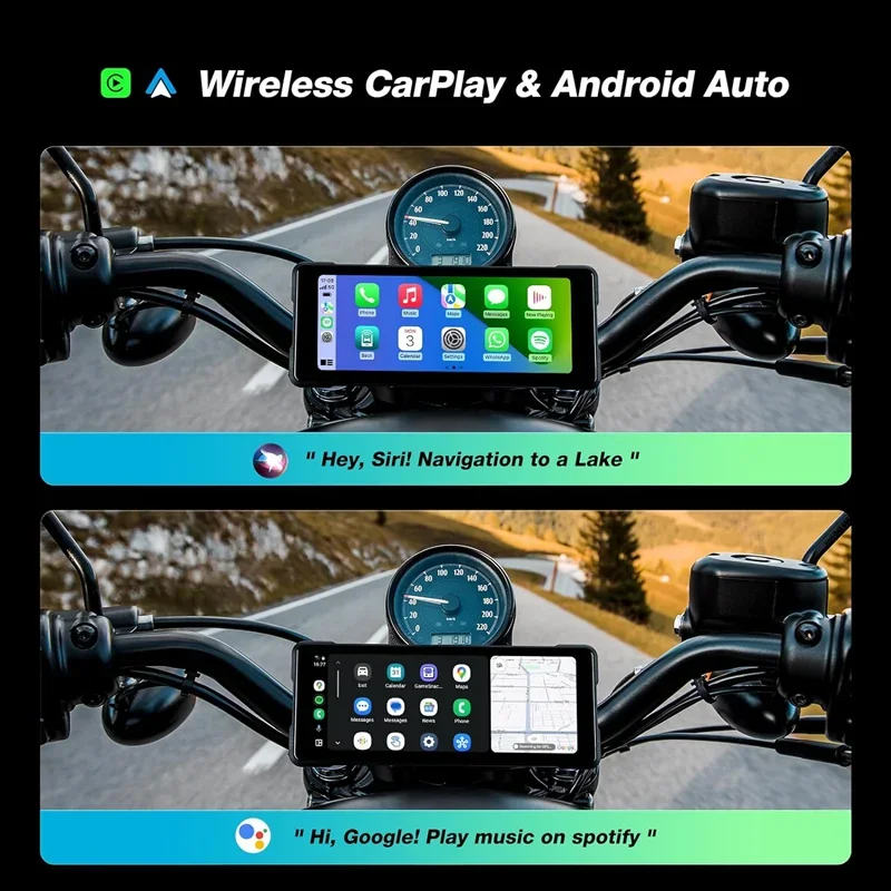 Jansite-Tela Sem Fio Motocicleta Display, Carplay, Navegação GPS, DVR portátil, Android Auto, Monitor impermeável IPX7