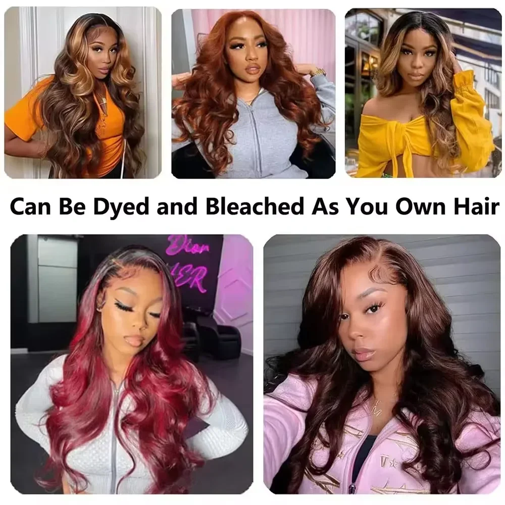 FB/30 Highlight Farbige Body Wave 13x6 HD Lace Frontal Echthaar-Perücken für Frauen 200 Dichte 44 46 Zoll 13x4 Full Lace Front Perücke – Detail 1