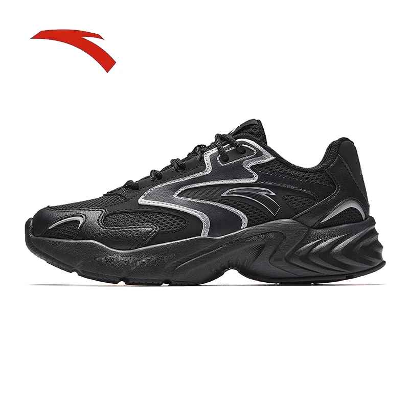 

ANTA Retro women's thick sole height increasing running shoes, summer trend casual black sports shoes
