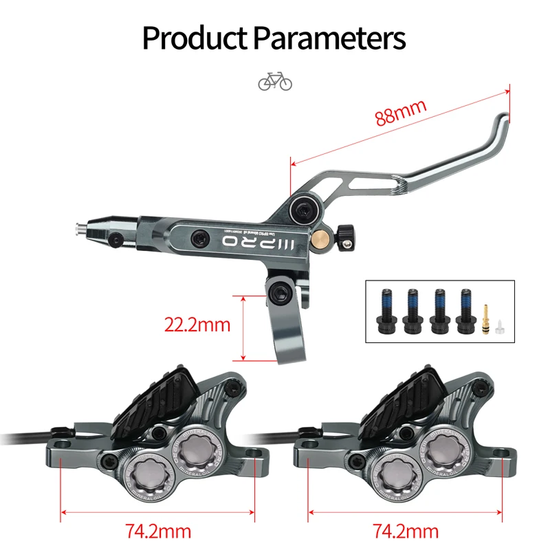 IIIPRO C5X4 Ultralight 4 Piston Bicycle Hydraulic Brake 850/1550mm MTB Brake Cooling Oil Pressure AM DH Road Bike Disc Brake