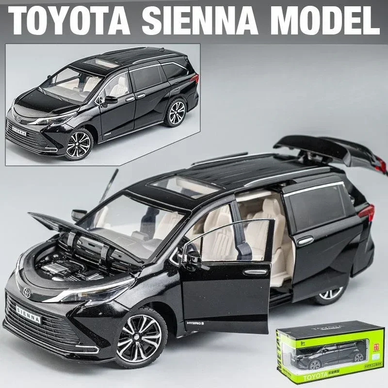 1:24 Toyota Sienna MPV Alloy Car Model Diecasts Metal Toy Commercial Car Model Sound Light Simulation Collection Childrens Gifts