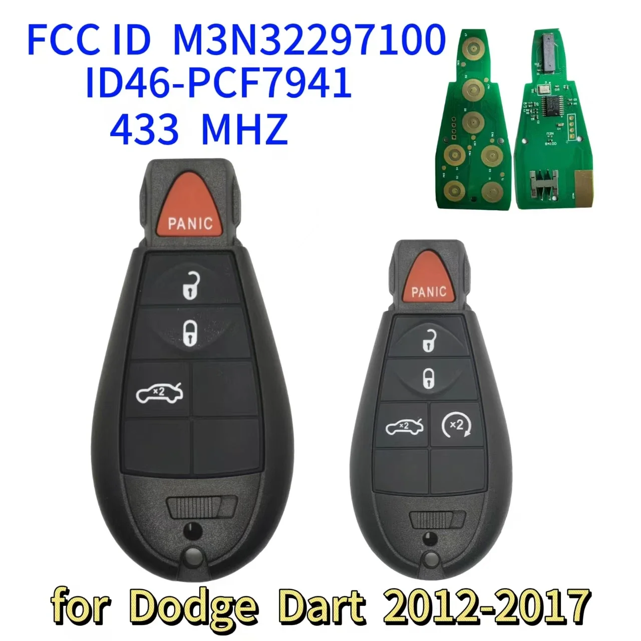 Da Shi  ID46 PCF7941 433mhz for M3N32297100 Fobik Remote Key For Dodge Dart 2012 2013 2014 2015 2016 2017  56046773AA