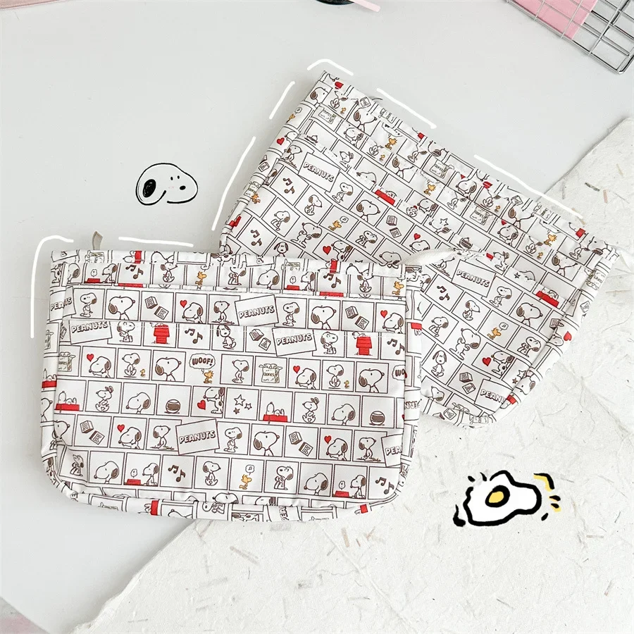 Anime Snoopy Fashion Portable Tablet Bag Kawaii Large Capacity Cartoon Wallet Pouch Travel File Storage Cosmetic Container Gifts