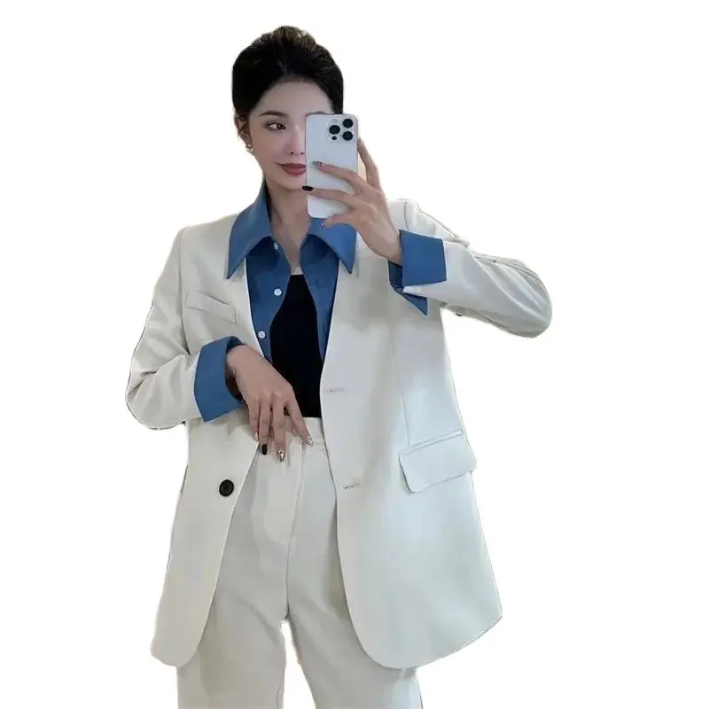 

Женский пиджак-блейзер, однобортный пиджак-блейзер с отстрочкой, модель 4XL на весну и осень, 2023