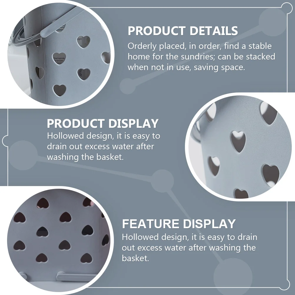 

1Pcs Heart Shape Hollowed Plastic Storage Basket Shower Container Portable Bathroom Organizer for