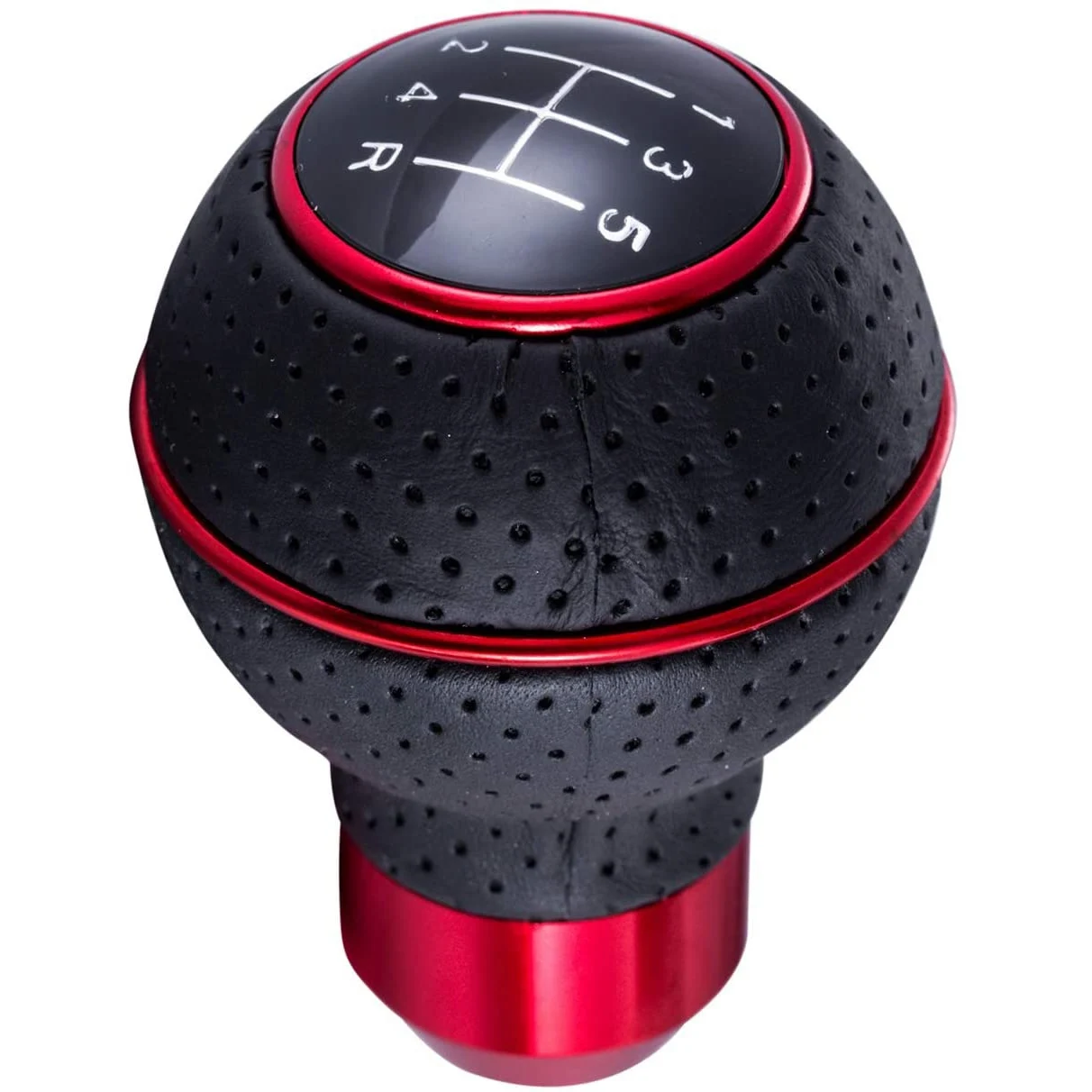 Car 5 Speed Gear Shifter Knob ABS+ PU Stick Shift Handle Universal for Most Manual Transmissions Black+Red