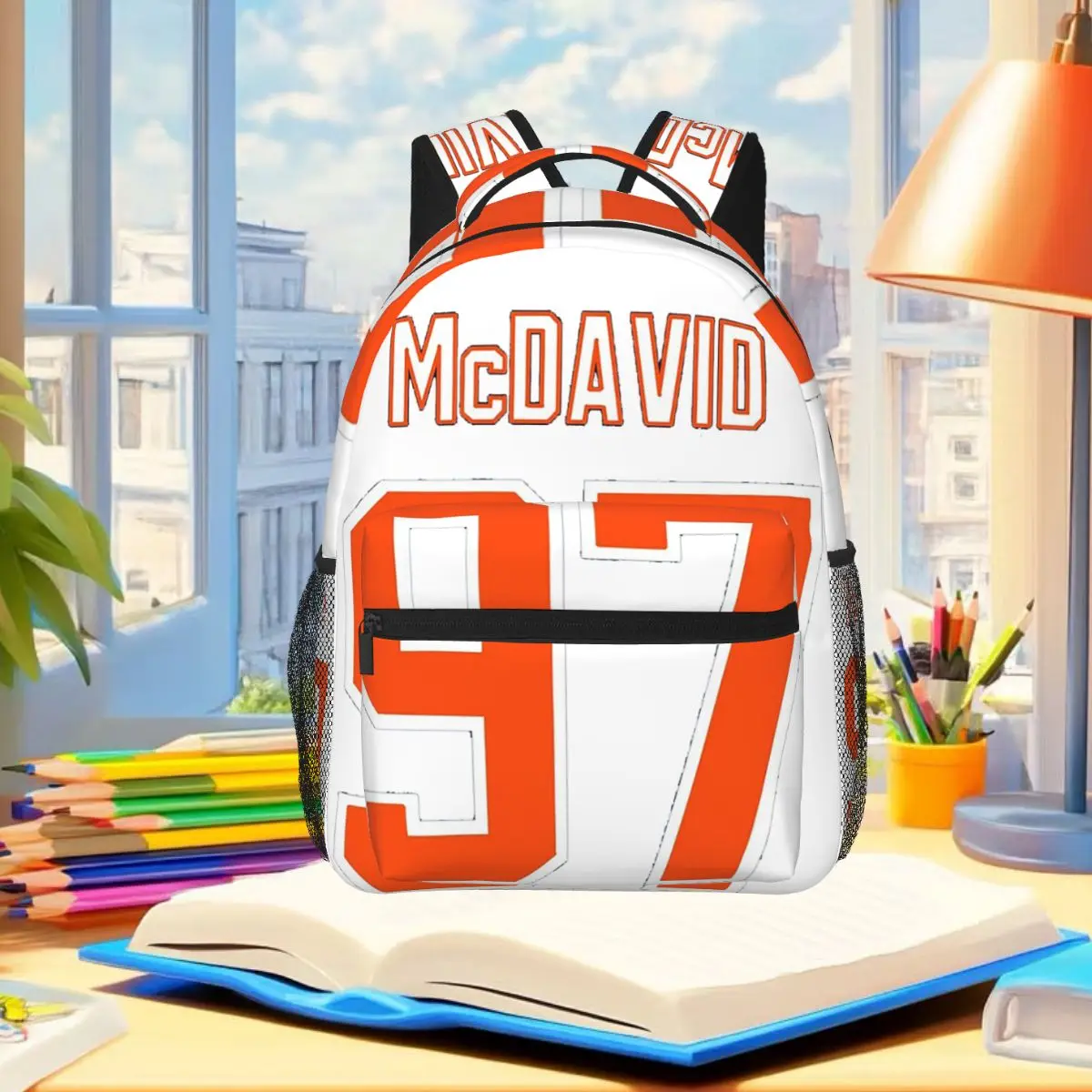 Connor McDavid 97 For Edmonton Oilers Fans Backpack Student Boys Girls BookBag School Bag Laptop Shoulder Bags for Men Women