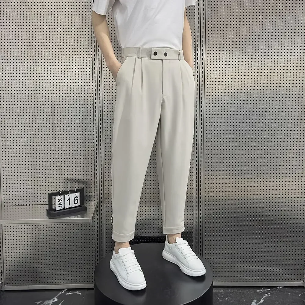 Baggy Trousers for Men Elastic Khaki Man Suits Pants Stretch Spring Clothes Slacks High Quality Fashion Tailoring Summer 2025 Up