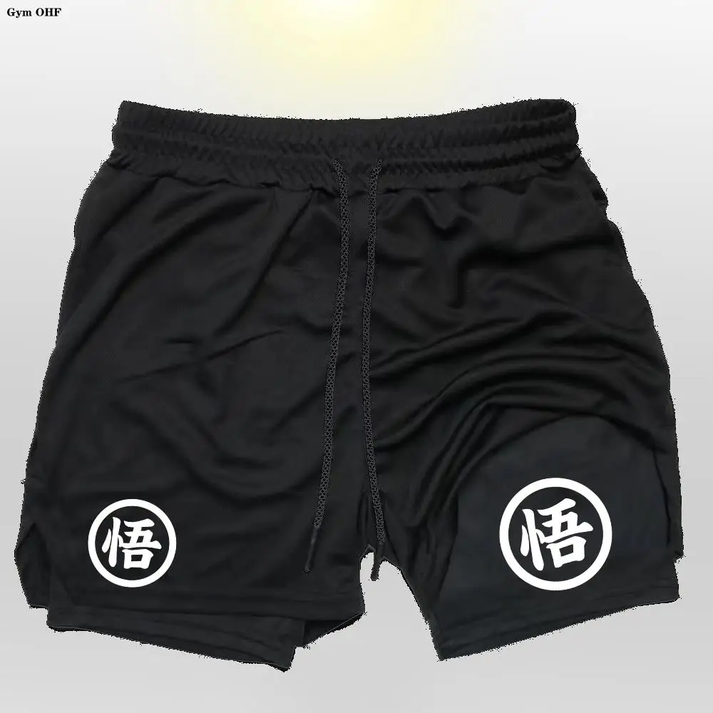 Z Goku Anime Sweatpants Shorts Men Gym Running Shorts Men Quick Dry Sport Outdoor Training Summer 2 In 1 Men Short Pants