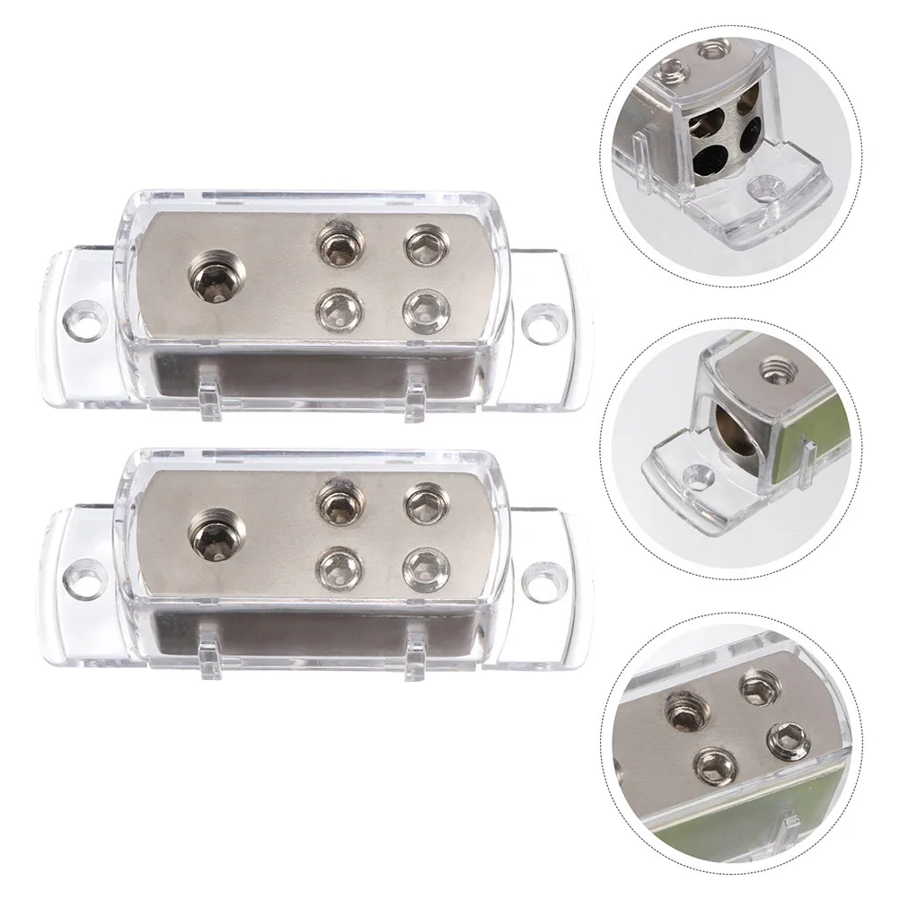 2Pcs Car Audio Power Distribution Block Zinc Alloy Brass 4 Ways Splitter Box for Rv Boat Auto Amplifier System Protector