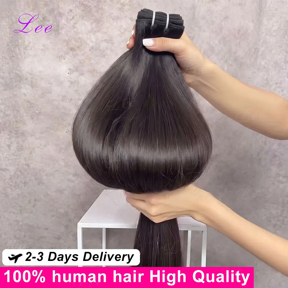 Extensions de Cheveux Humains Raides 16A, Cheveux Brésiliens Remy Non Traités, 3, 4 ou 5 Pièces, 100% Naturels, Double Trame, Noir Naturel