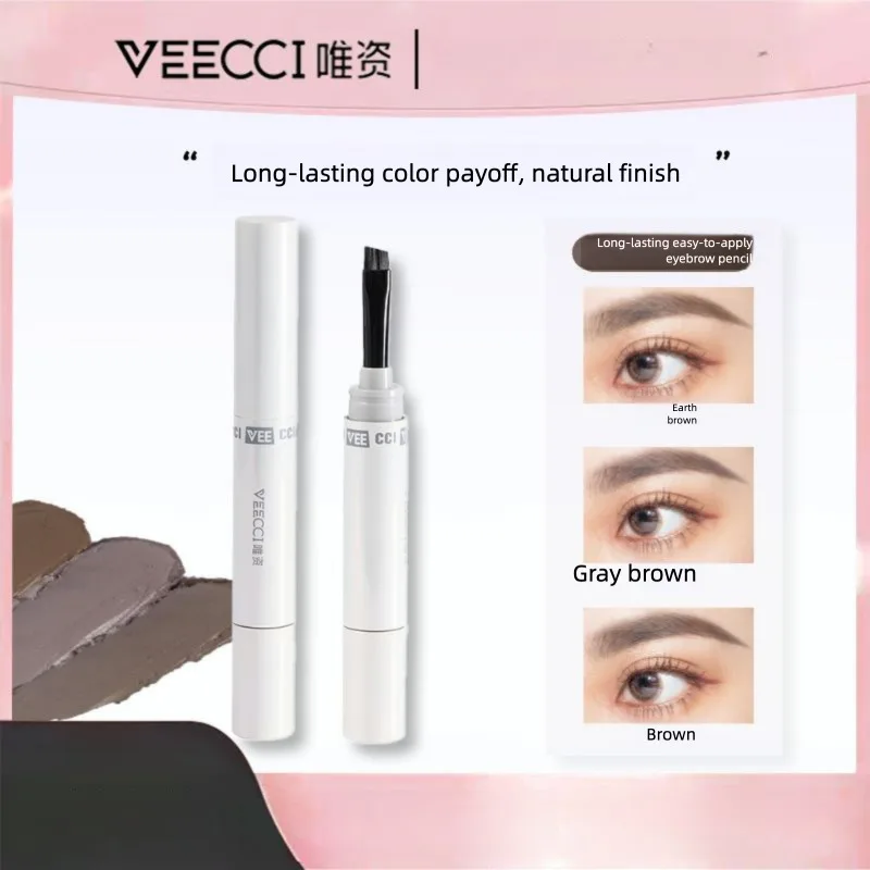 VEECCI Crema Matita per sopracciglia a testa piatta selvaggia naturale 3D resistente al sudore, a lunga durata, non sbiadisce