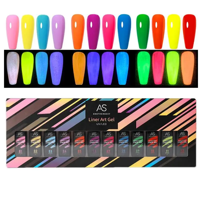 

Neon Gel Nail Polish Neon Color 12pcs Nail Gel Polish Set Gel Liner Safe And Charming Glow Gel Polish For Home Use Dinner Party