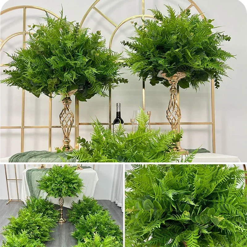

Green Plant Artificial Flower Ball White Rose Greenery Arrangement Wedding Decoration Table Centerpiece Flower Ball Road Leading