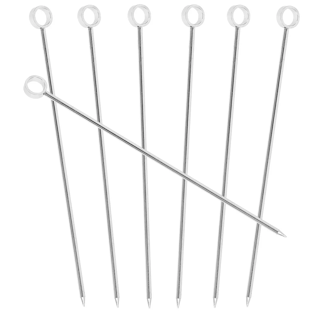 

7pcs Stainless Steel Fruit Picks 12Cm Cocktail Sticks For Appetizers Party Wedding Holiday Drink Decor Metal Food Skewers Bar