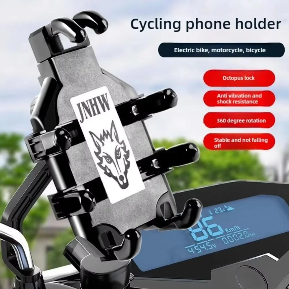 

Individuality Aluminum Alloy Phone Holder Black 360° Rotatable Bicycle Holder Stable Adjustable Handphone Holder Universal