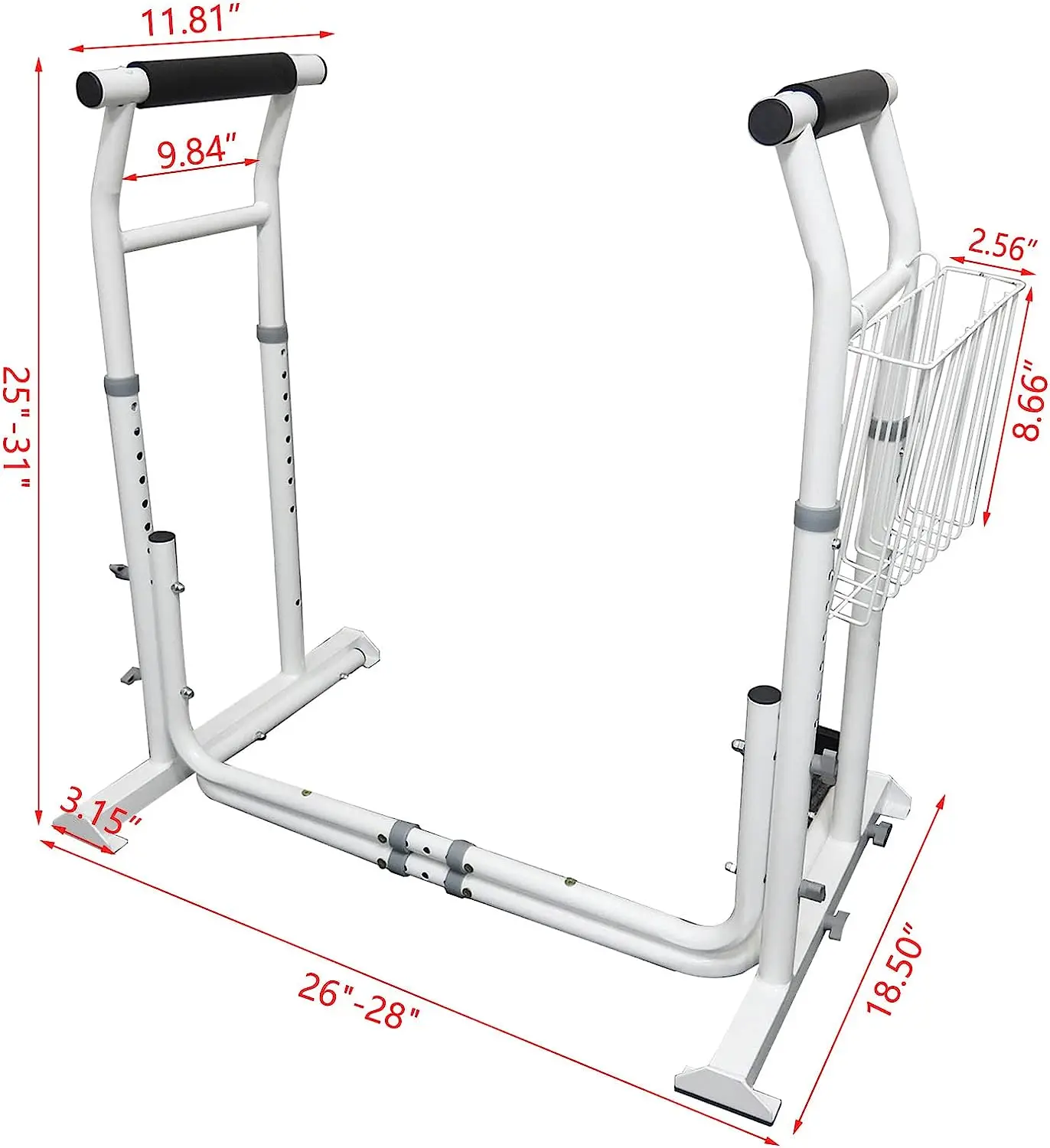 قضبان أمان المرحاض - أذرع تواليت لكبار السن والمعاقين، مناسبة لمعظم المرحاض، حتى 350 رطل، ارتفاع وعرض قابل للتعديل #6