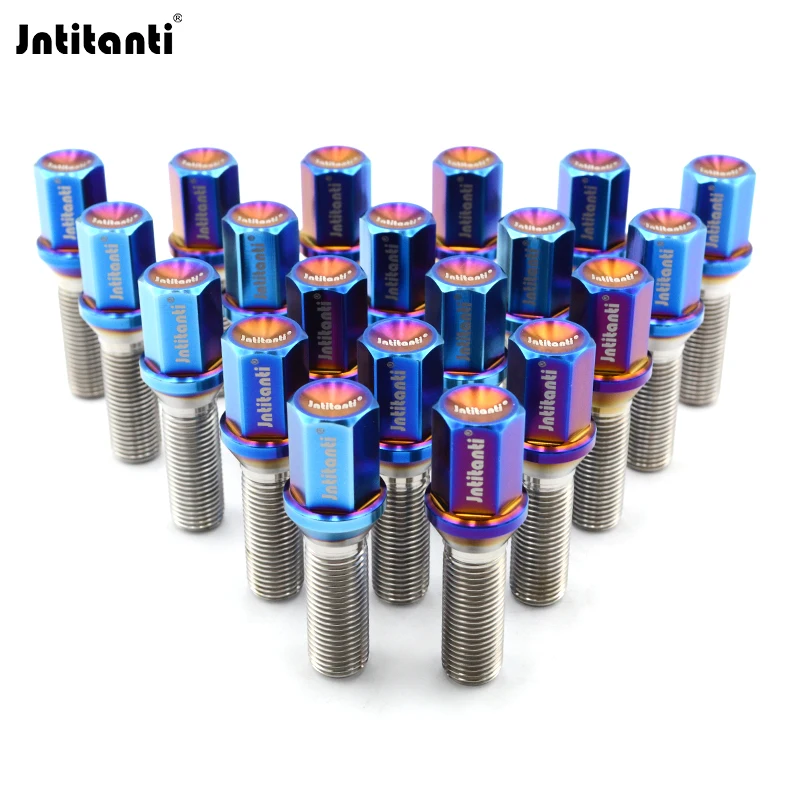 Jntitanti Long head Gr5 titanium wheel bolt screw  M14x1.5x28/35/38mm cone seat  for Maserati Renault VW AUDI,BENZ