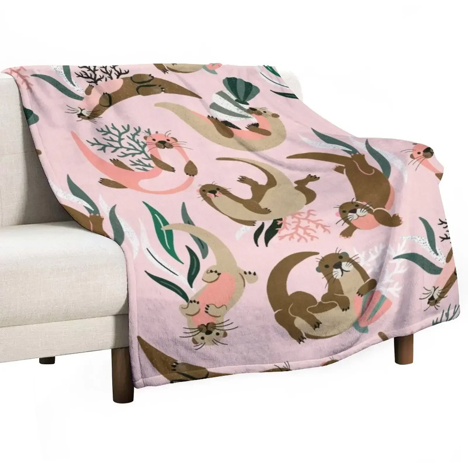 Otter Collection - Blush Palette Throw Blanket For Decorative Sofa Fashion Sofas Moving Blankets