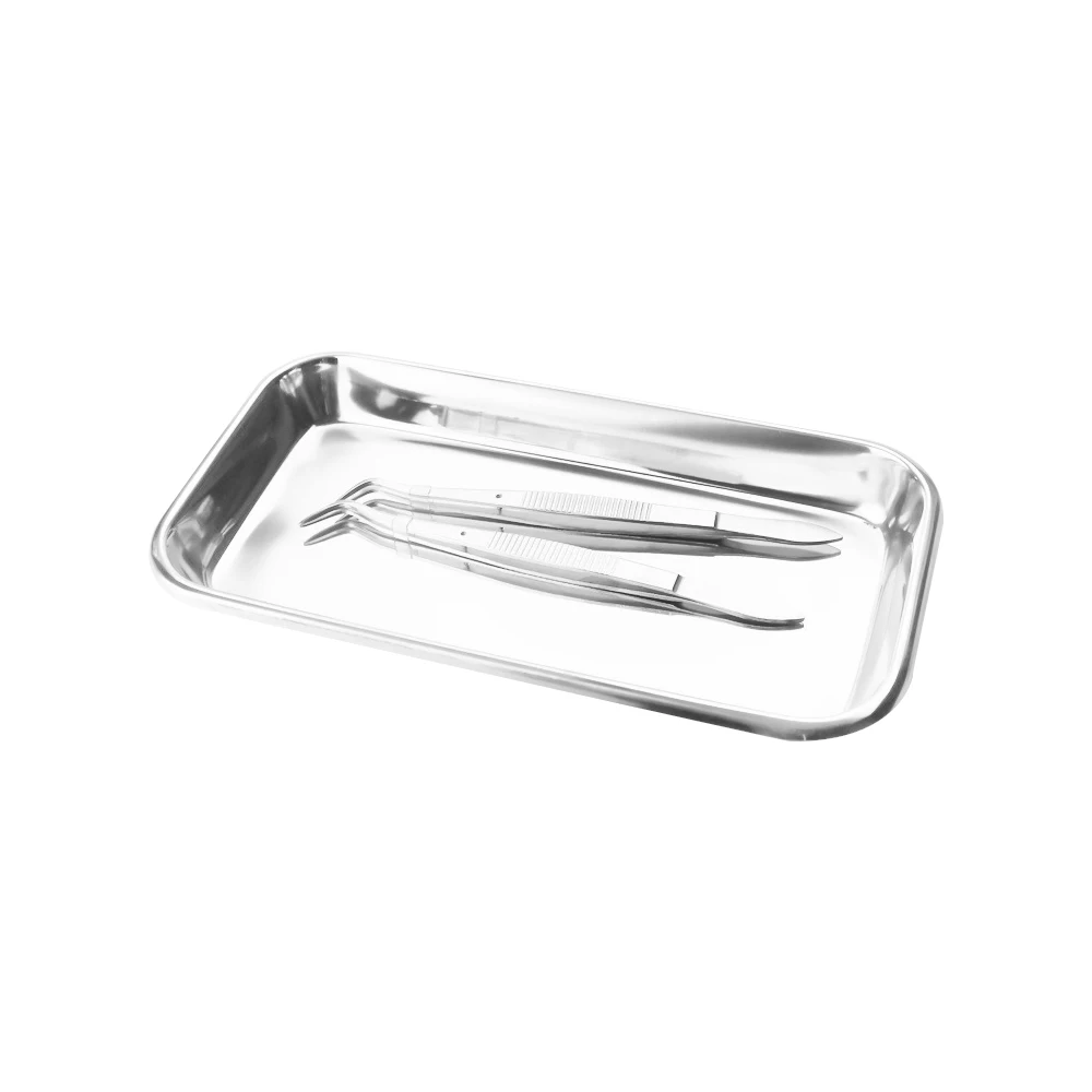 Stainless Steel Dental Surgical Tray Dressing Plate Equipment Steriliser Holder False Nails Dish Tools Lab Instrument Storage