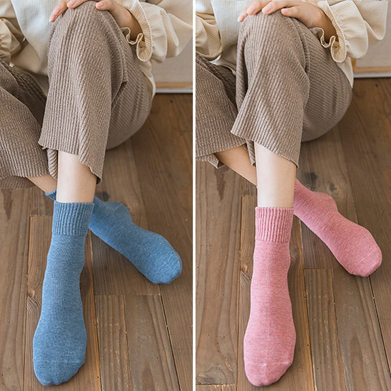 Quality Socks Cotton Short VERIDICAL Good Woman Business Soft Loose Harajuku Diabetic Fluffy Thermal Socks Fashions EU 36-40