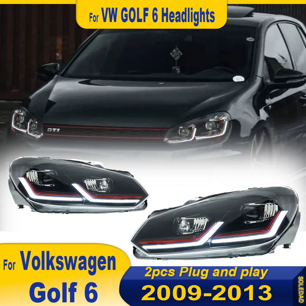 Car Front Lights For VW Golf 6 Headlight 2009 2010 2011 2012 2013 Golf 6 MK6 GTI HeadLamp Assembly Modified Led DRL Accessories