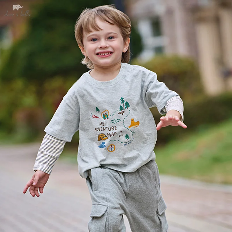 

Dave Bella Spring Children's T-Shirt Boys Girls Long-Sleeved Tops Cotton Bottoming Shirt Baby Children's Clothing DB1251184