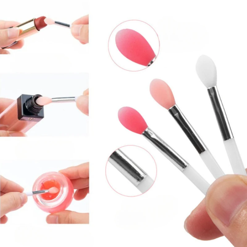 10 Stück tragbare Silikon Lippen bürste mit Abdeckung weichen multifunktion alen Lippen balsam Applikator Lippenstift Lip gloss Make-up Pinsel Werkzeuge