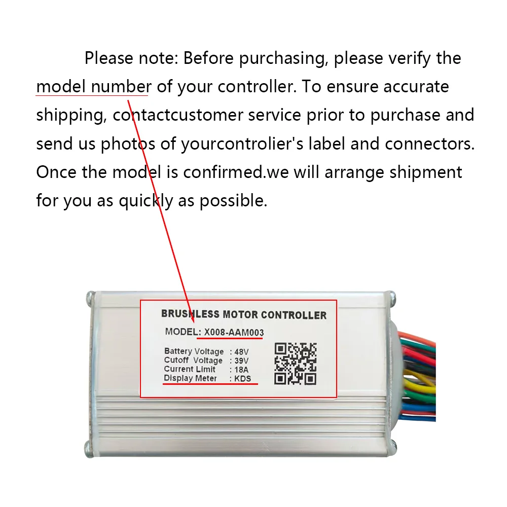 Ebike Brushless Motor Controller 48V 18A Speed Controller for KDS General X008-AAM003 for Electric Bicycle Scooter Motorcycle