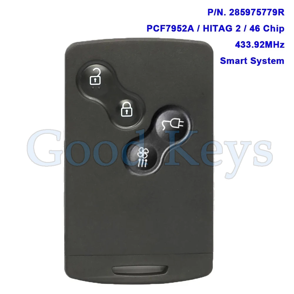

KEYECU 285975779R for Renault Megane 3 Laguna 3 Scenic Fluence Zoe Smart Proximity Remote Key Fob PCF7952A / HITAG 2 / 46 Chip
