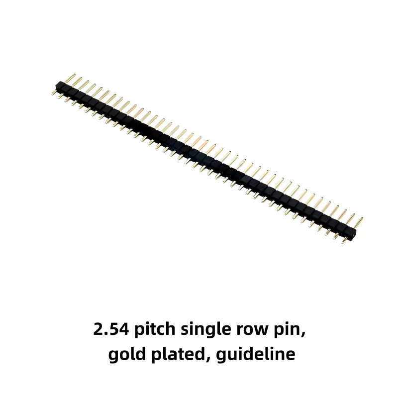 2.54 pitch single row pin, 40P per row, round hole row socket, gold plated, 90-degree bent pin, misaligned row pin
