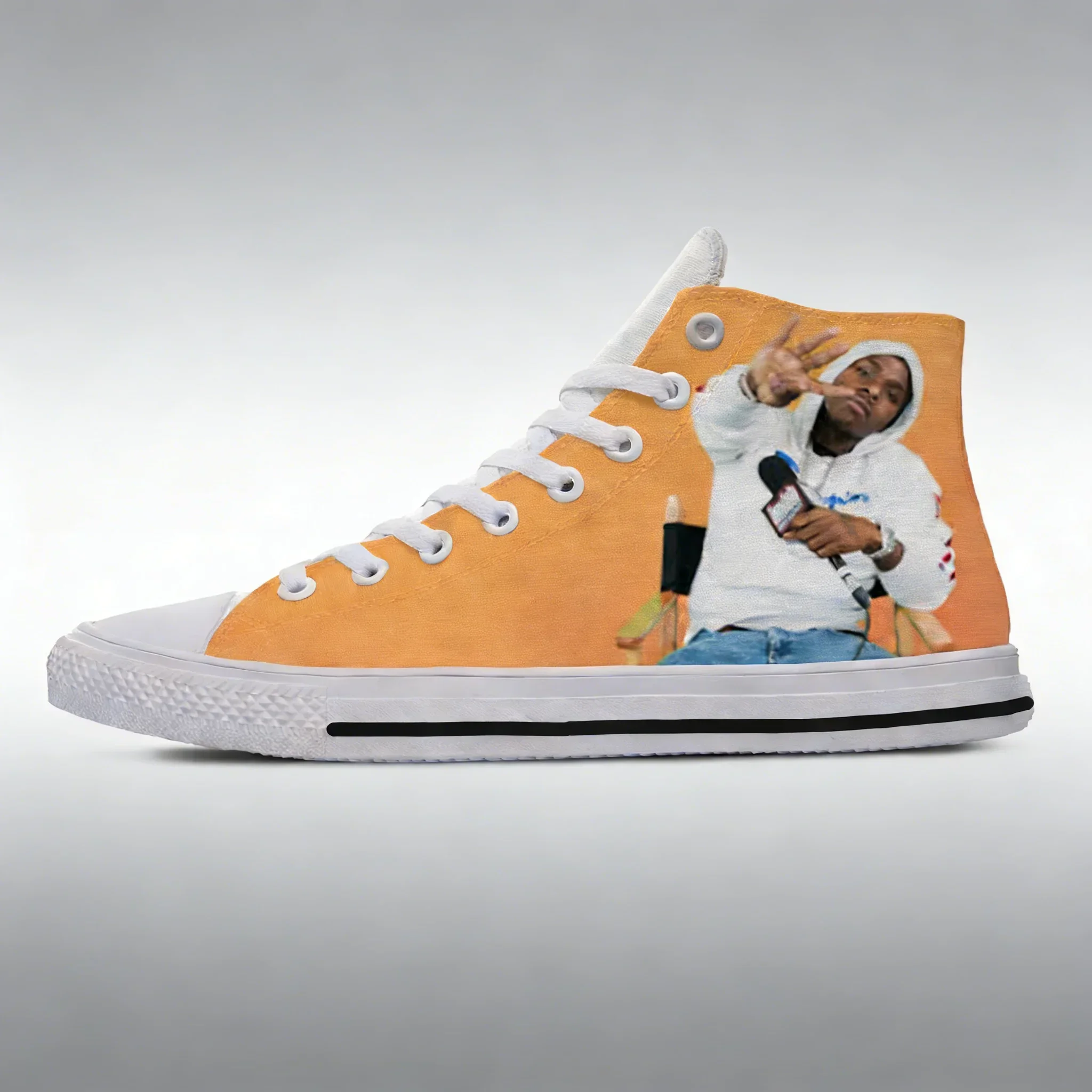 Hot Cool Fashion Hip Hop High Top Sneakers for Men Women, DaBaby Style Summer Board Shoes