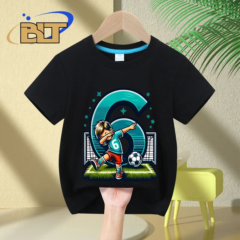 Camiseta de algodón de manga corta para niño de 6 años, top de verano, regalo de cumpleaños