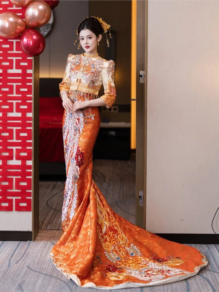 The new Guahuang Chinese-style heavy industry toasting dress