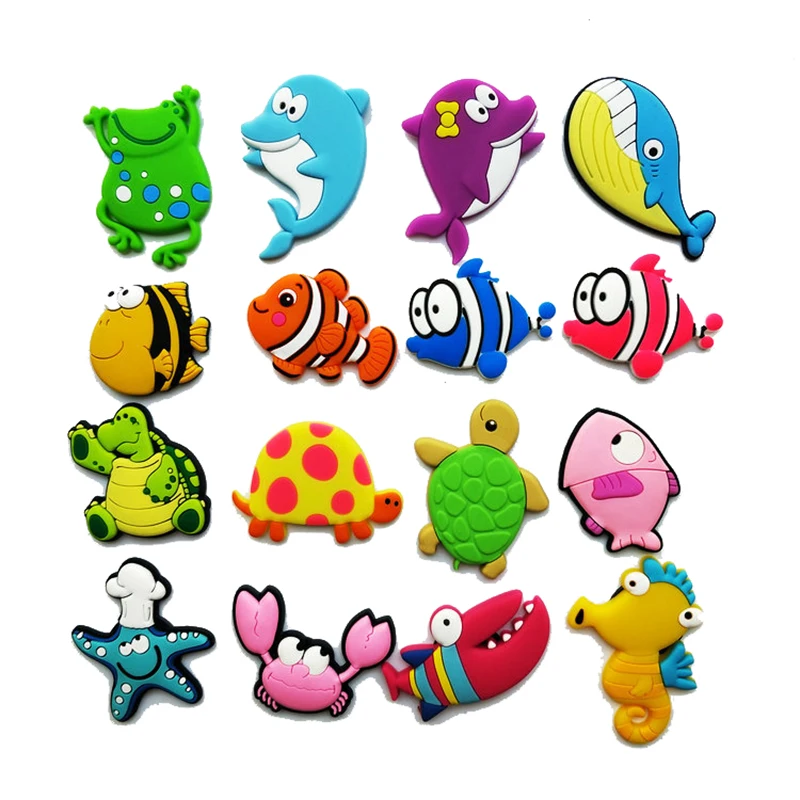 16Pcs/Lot Cartoon Animal Fridge Magnets Kids Learning Toys Creative PVC Magnets for Refrigerator Marine Animal Magnetic Stickers