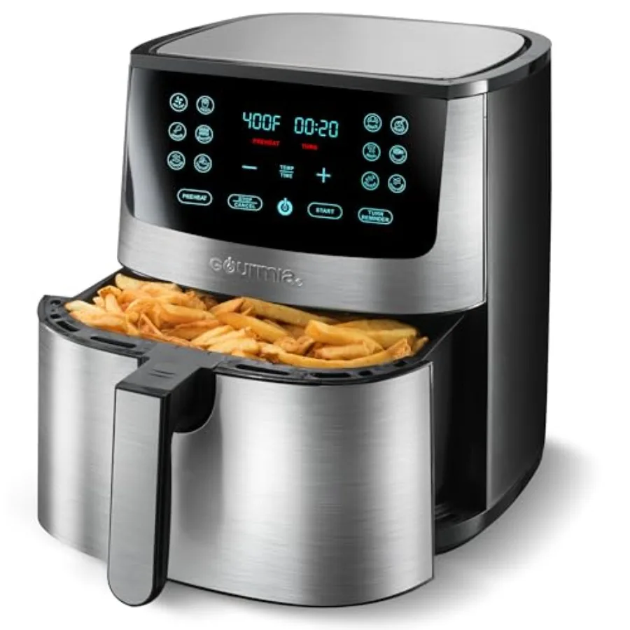 

Air Fryer Oven for kitchen use black and stainless steel digital display with 12 touch presets 8-quart ccity 1700W power multif